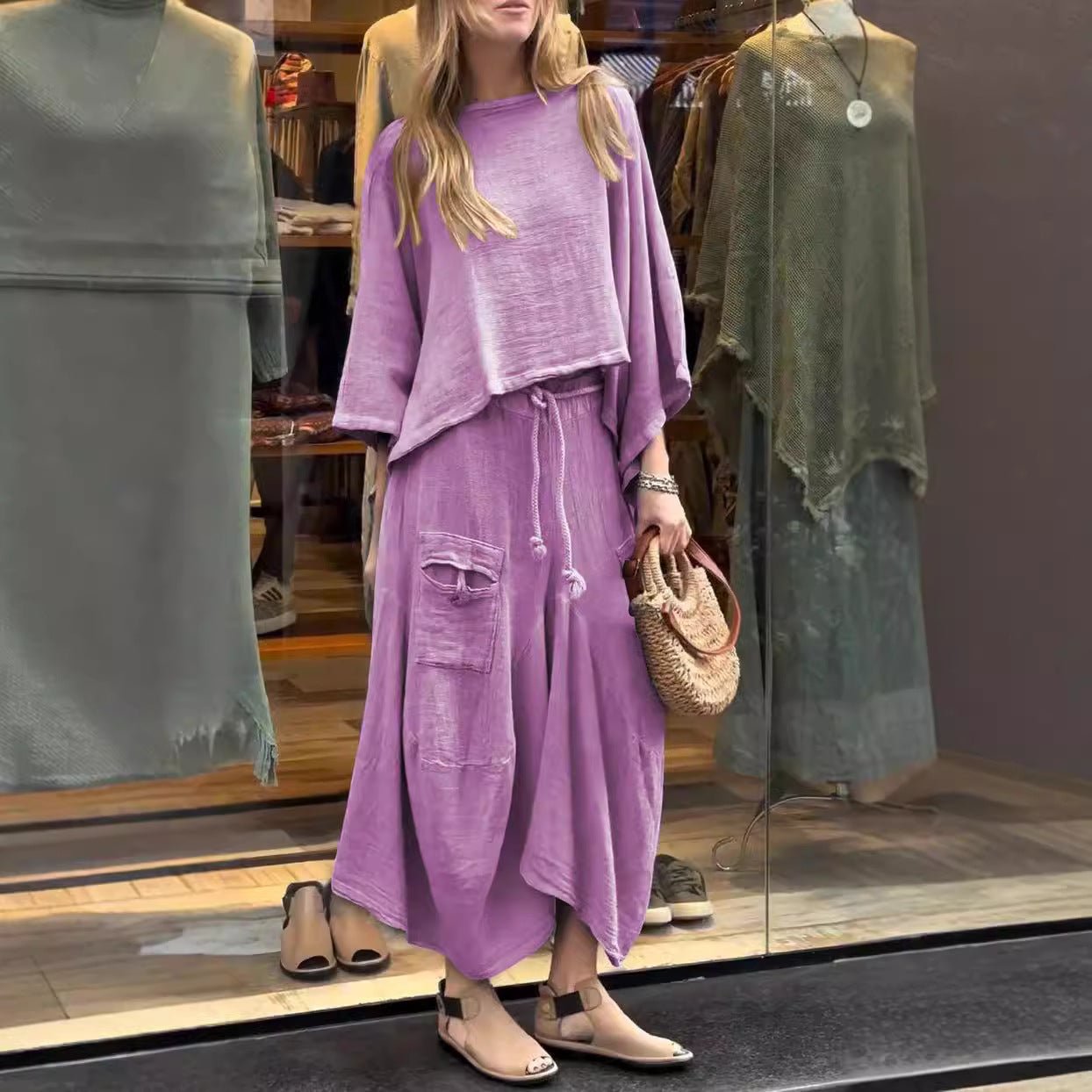 Casual Solid Color Loose Dress Two-piece Suit | Luxury Home Accessories | Heulog Glow