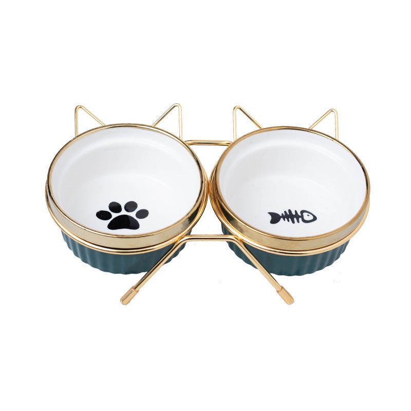 Cat Bowl Cervical Spine Protection Anti-tumble Double Bowl | Luxury Home Accessories | Heulog Glow