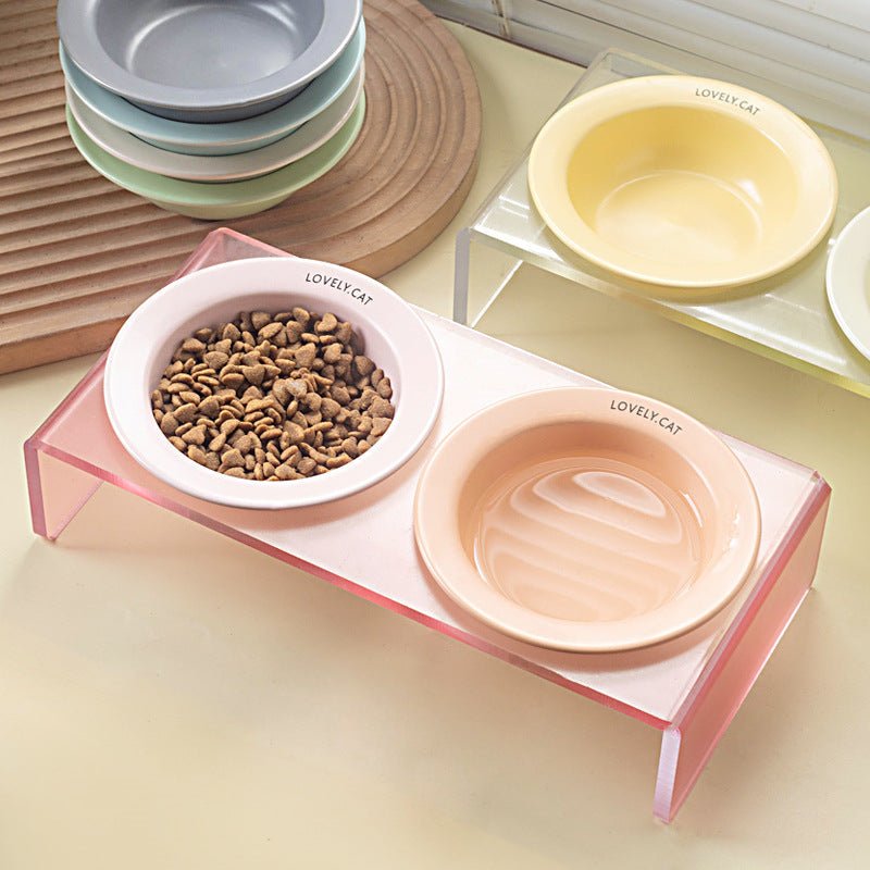 Cat Bowl Rack Acrylic Dog Bowl Anti-tumble | Luxury Home Accessories | Heulog Glow