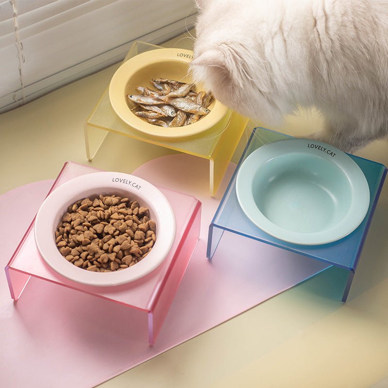 Cat Bowl Rack Acrylic Dog Bowl Anti-tumble | Luxury Home Accessories | Heulog Glow