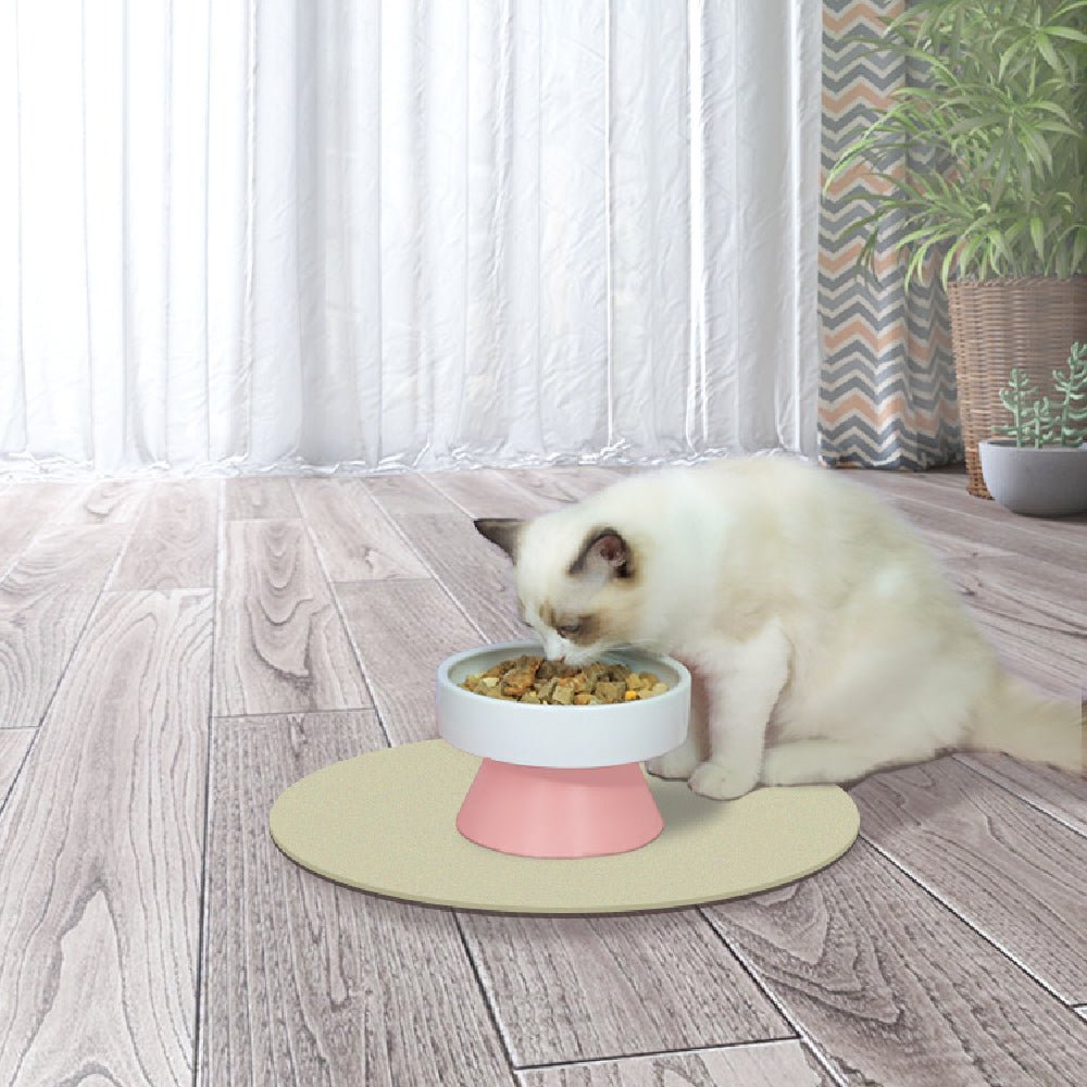 Cat Ceramic Heightened Neck Guard Wide Mouth Bowl Drinking Water | Luxury Home Accessories | Heulog Glow