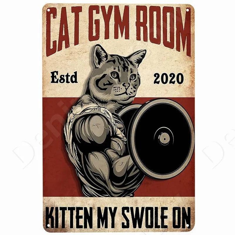 Cat Gym Room Tin Sign | Luxury Home Accessories | Heulog Glow