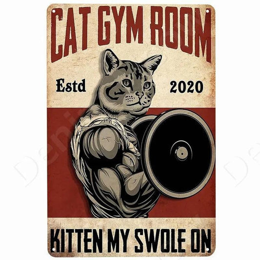 Cat Gym Room Tin Sign | Luxury Home Accessories | Heulog Glow