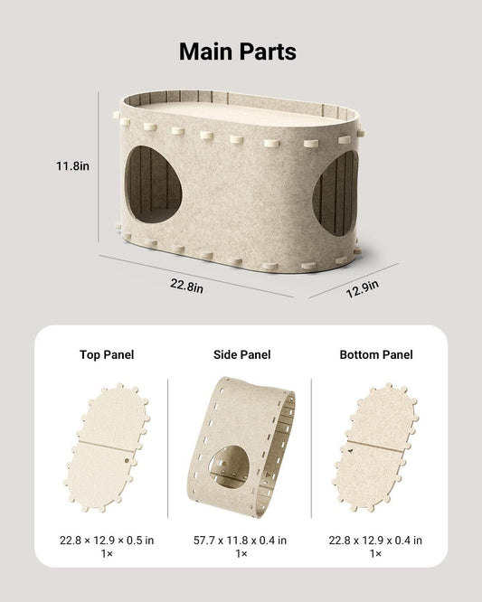 Cat House For Indoor Cats Cat Bed Cave For Multiple Scratch Resistant Peekaboo Cat Caves Foldable Cat Tunnel Enclosed Bed | Luxury Home Accessories | Heulog Glow
