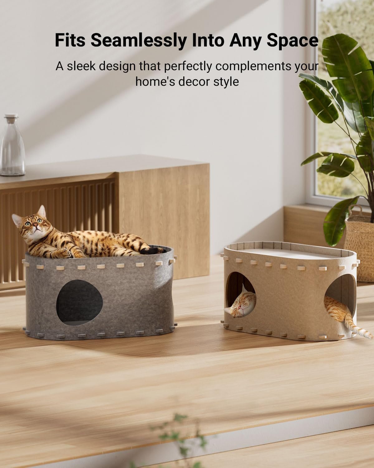 Cat House For Indoor Cats Cat Bed Cave For Multiple Scratch Resistant Peekaboo Cat Caves Foldable Cat Tunnel Enclosed Bed | Luxury Home Accessories | Heulog Glow