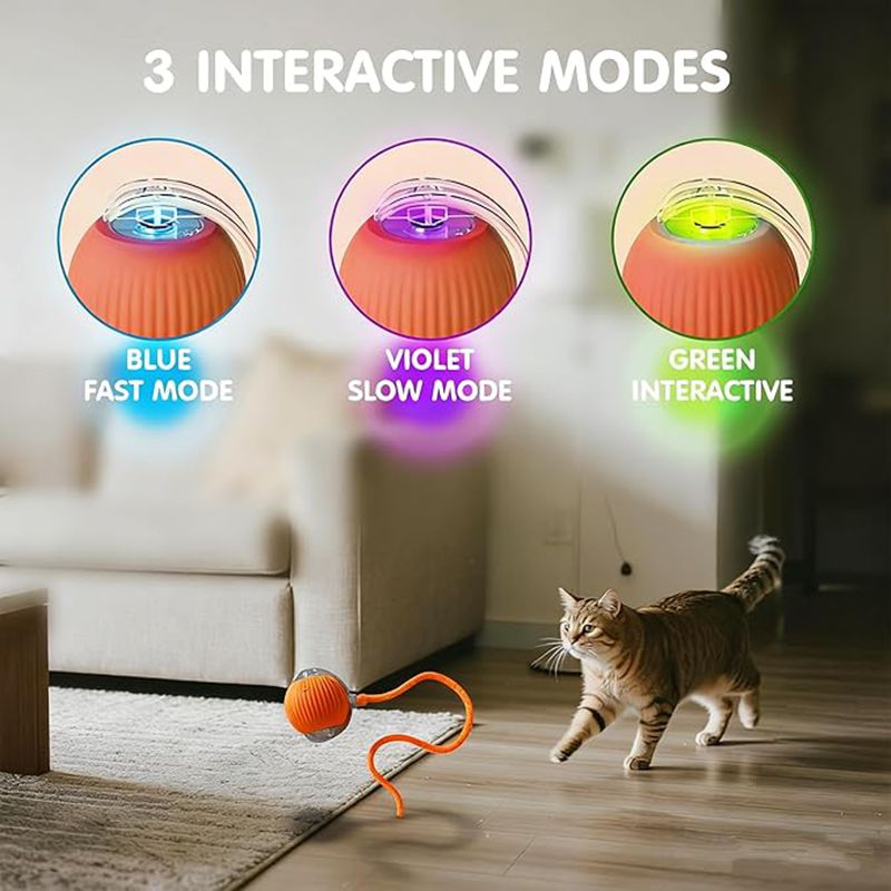 Cat Interactive Ball Toys Automatic Rolling Ball For Kitten Rechargeable Smart Pet Electric Toys With Teaser Sensor Cat Ball Toy | Luxury Home Accessories | Heulog Glow