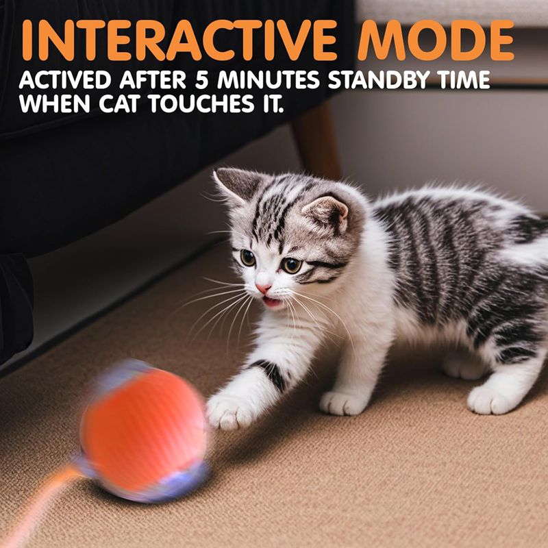 Cat Interactive Ball Toys Automatic Rolling Ball For Kitten Rechargeable Smart Pet Electric Toys With Teaser Sensor Cat Ball Toy | Luxury Home Accessories | Heulog Glow