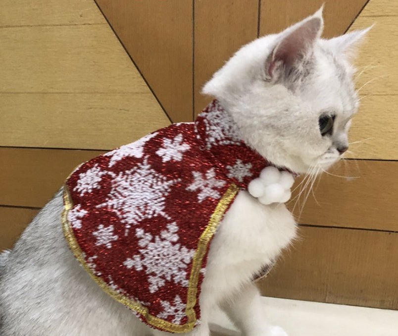 Cat Small White Floral Striped Top Dog Snowflake Festive Cloak | Luxury Home Accessories | Heulog Glow
