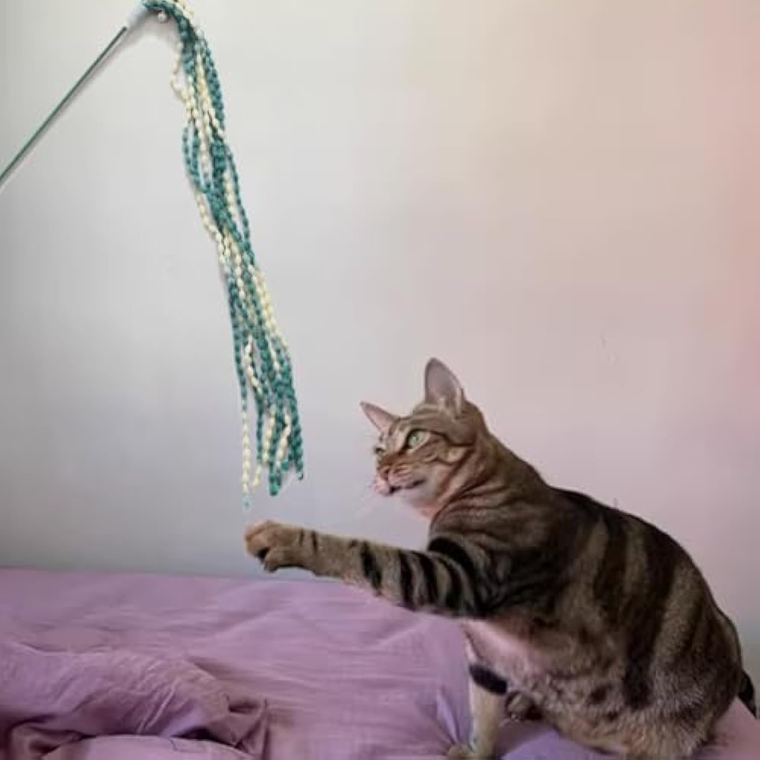 Cat Teaser Toys Plush Cat Wands Interactive Cat Teasing Stick Vibrant Cat Teaser Wands With Bell For Cat Kitten Having Exerciser Playing | Luxury Home Accessories | Heulog Glow