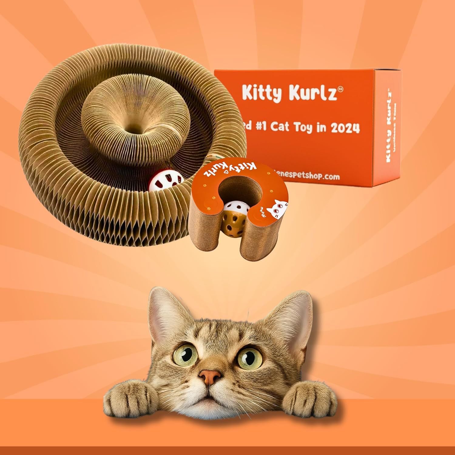Cat Toy With Bells Accordion-style Scratching Post For Cats | Luxury Home Accessories | Heulog Glow