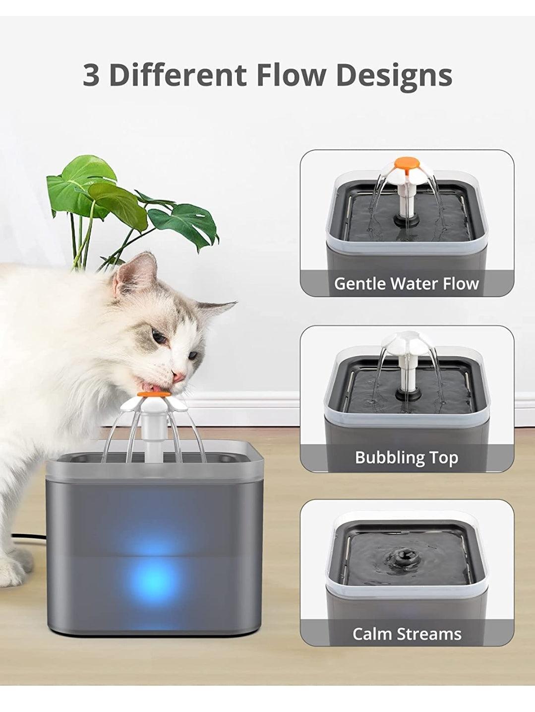 Cat Water Fountain with LED Light and Activated Carbon Filter, 2L | Luxury Home Accessories | Heulog Glow