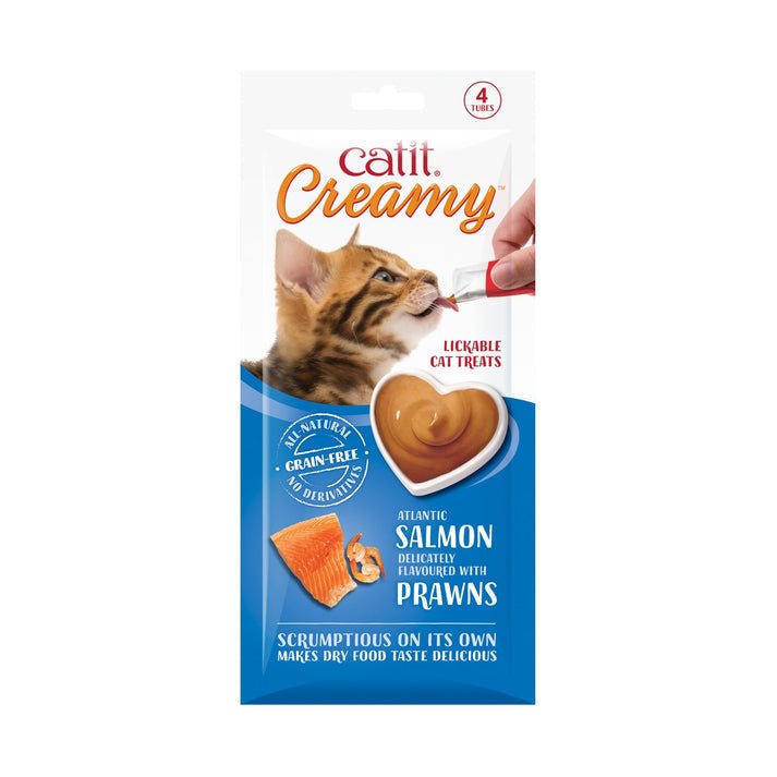 Catit Creamy Treats Salmon & Prawns 4 x 10g | Luxury Home Accessories | Heulog Glow