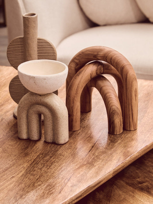 Cato Natural Wood Arch Sculpture | Luxury Home Accessories | Heulog Glow