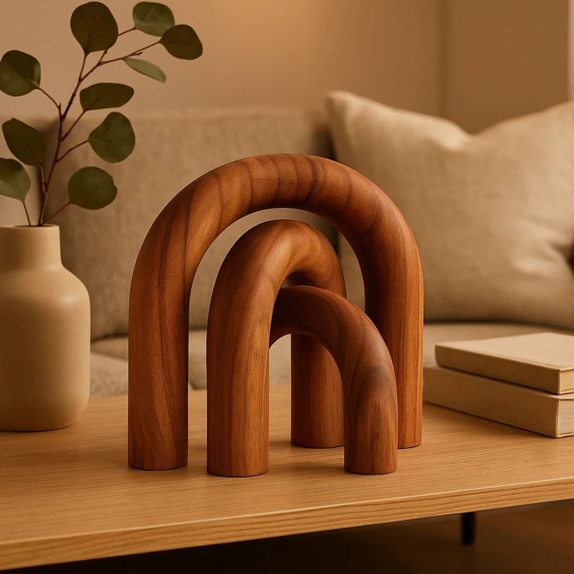 Cato Natural Wood Arch Sculpture | Luxury Home Accessories | Heulog Glow
