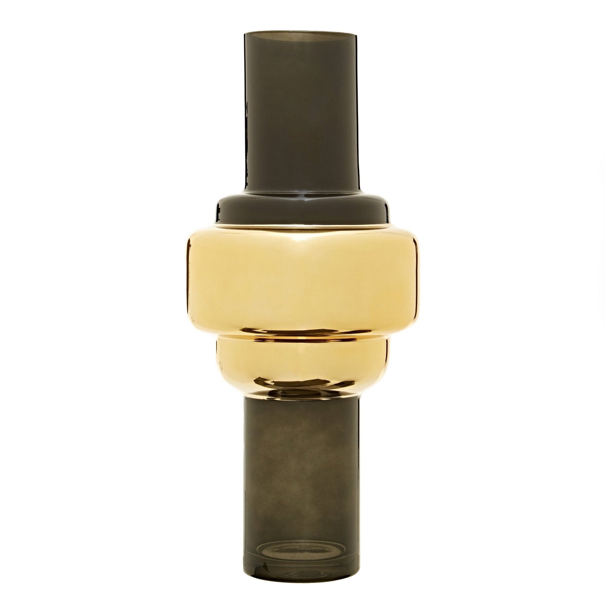 Cayden Large Smoked Black And Gold Vase | Luxury Home Accessories | Heulog Glow