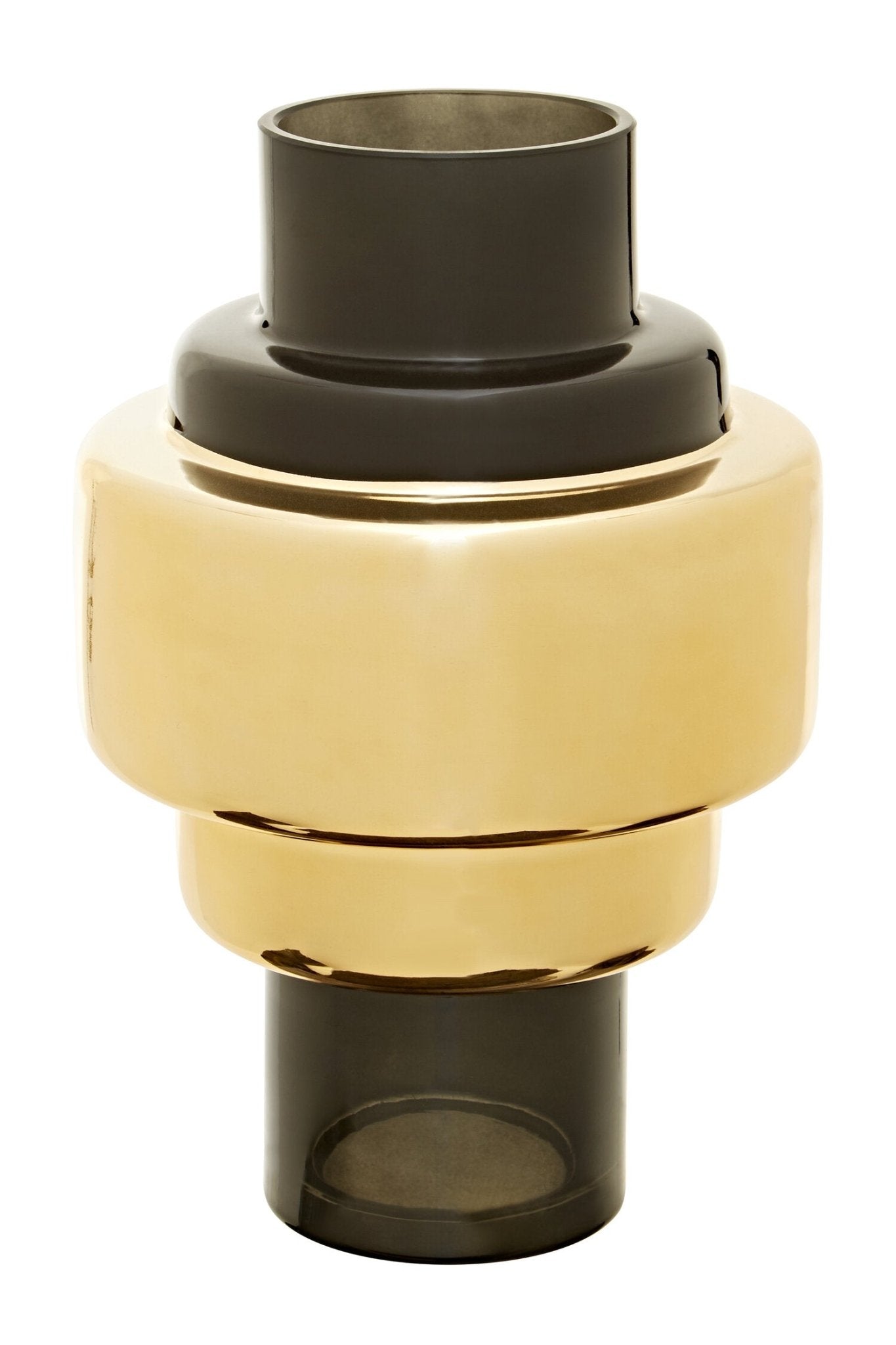 Cayden Small Smoked Black And Gold Vase | Luxury Home Accessories | Heulog Glow
