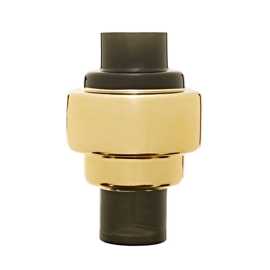 Cayden Small Smoked Black And Gold Vase | Luxury Home Accessories | Heulog Glow