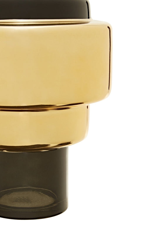 Cayden Small Smoked Black And Gold Vase | Luxury Home Accessories | Heulog Glow
