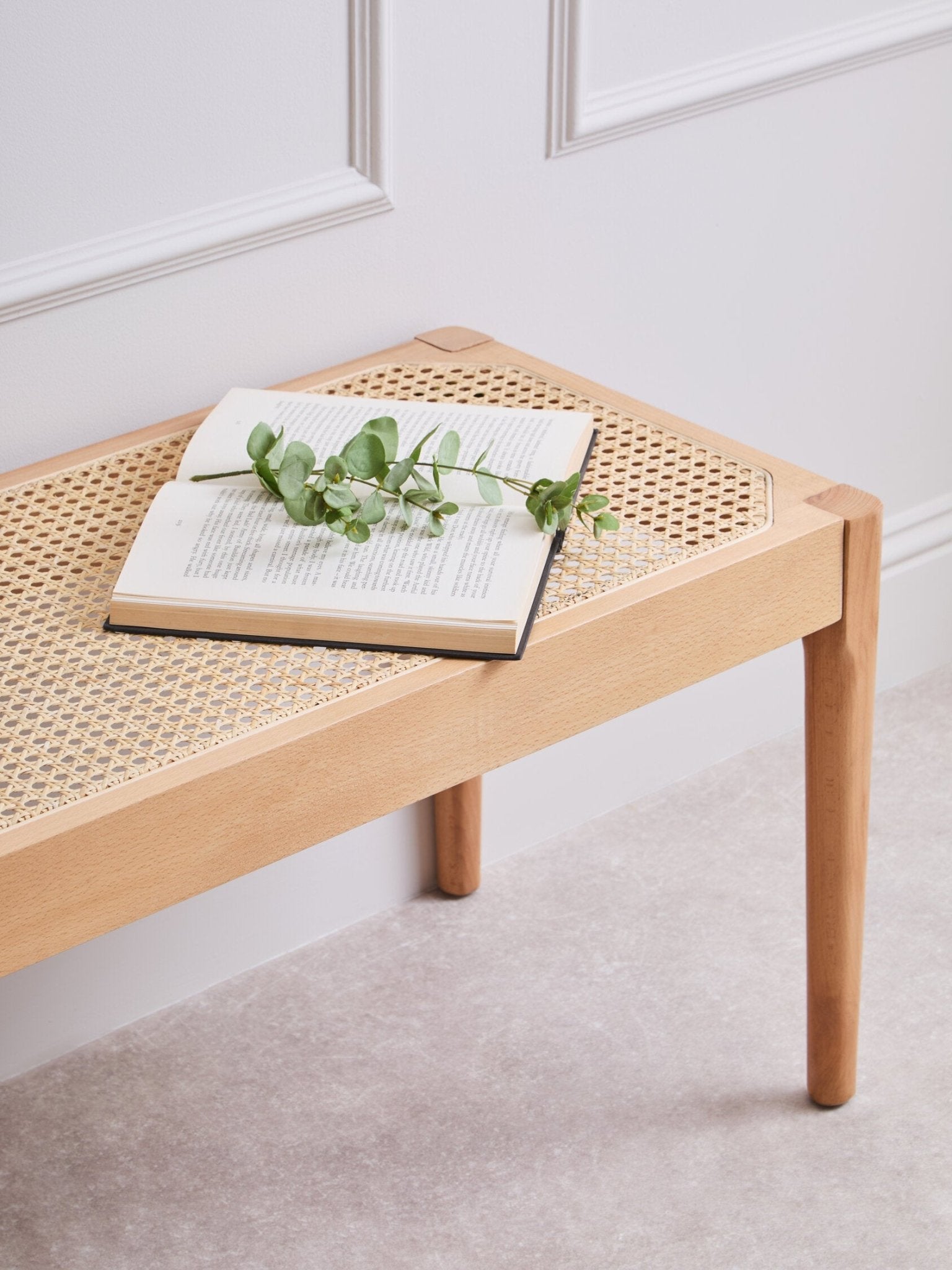 Cebu Natural Cane and Beech Wood Bench | Luxury Home Accessories | Heulog Glow
