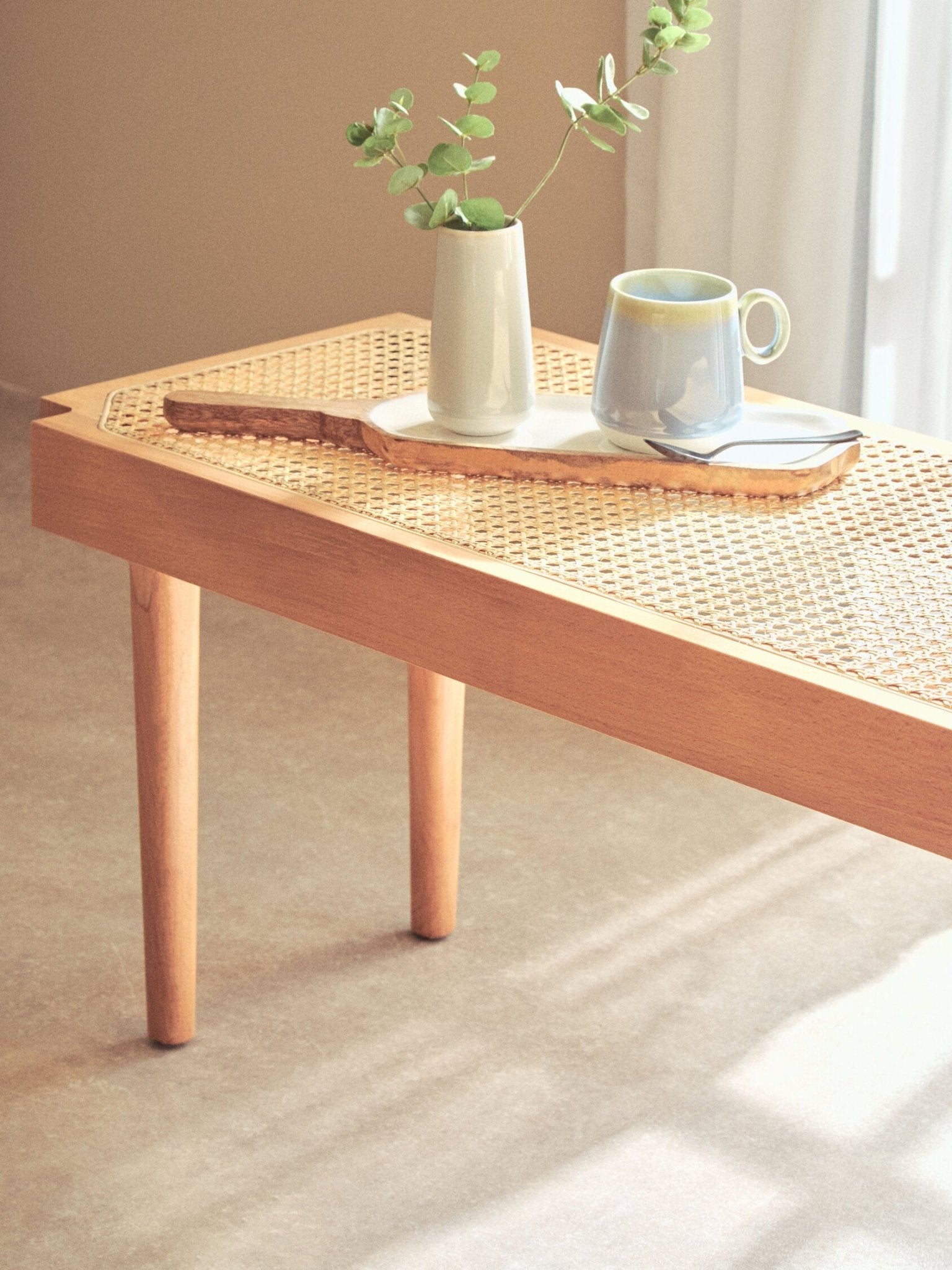 Cebu Natural Cane and Beech Wood Bench | Luxury Home Accessories | Heulog Glow