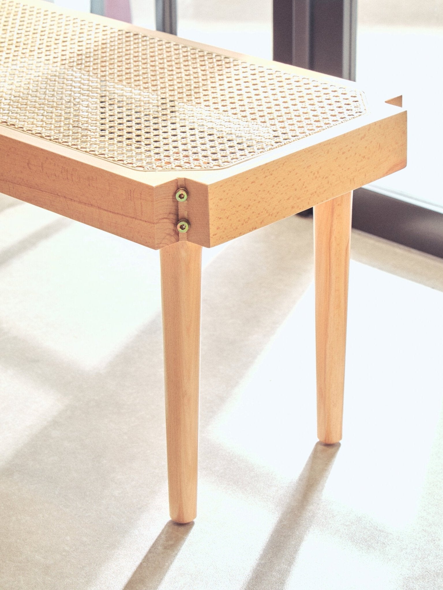 Cebu Natural Cane and Beech Wood Bench | Luxury Home Accessories | Heulog Glow