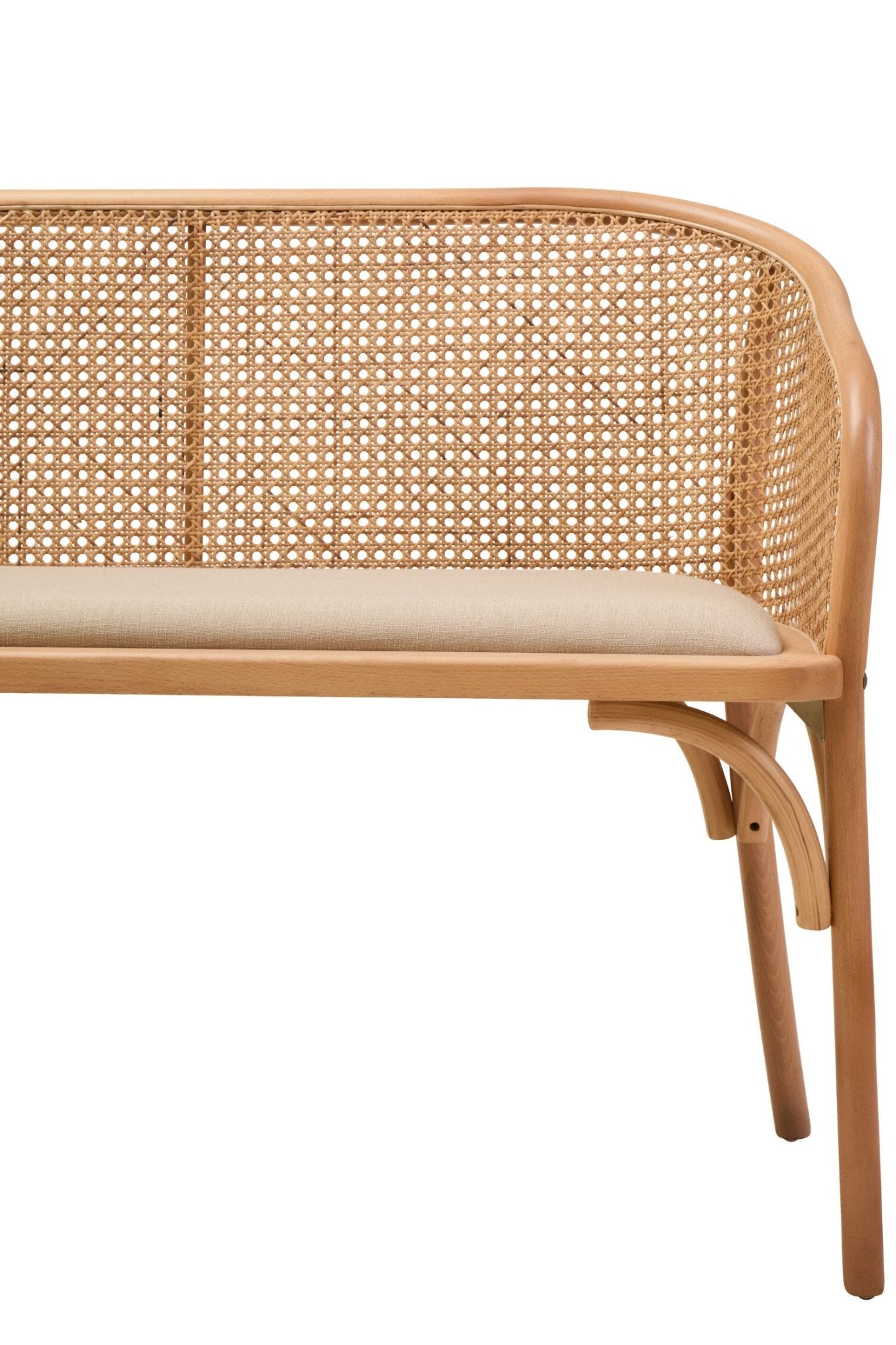 Cebu Natural Cane and Beech Wood Bench with Backrest | Luxury Home Accessories | Heulog Glow