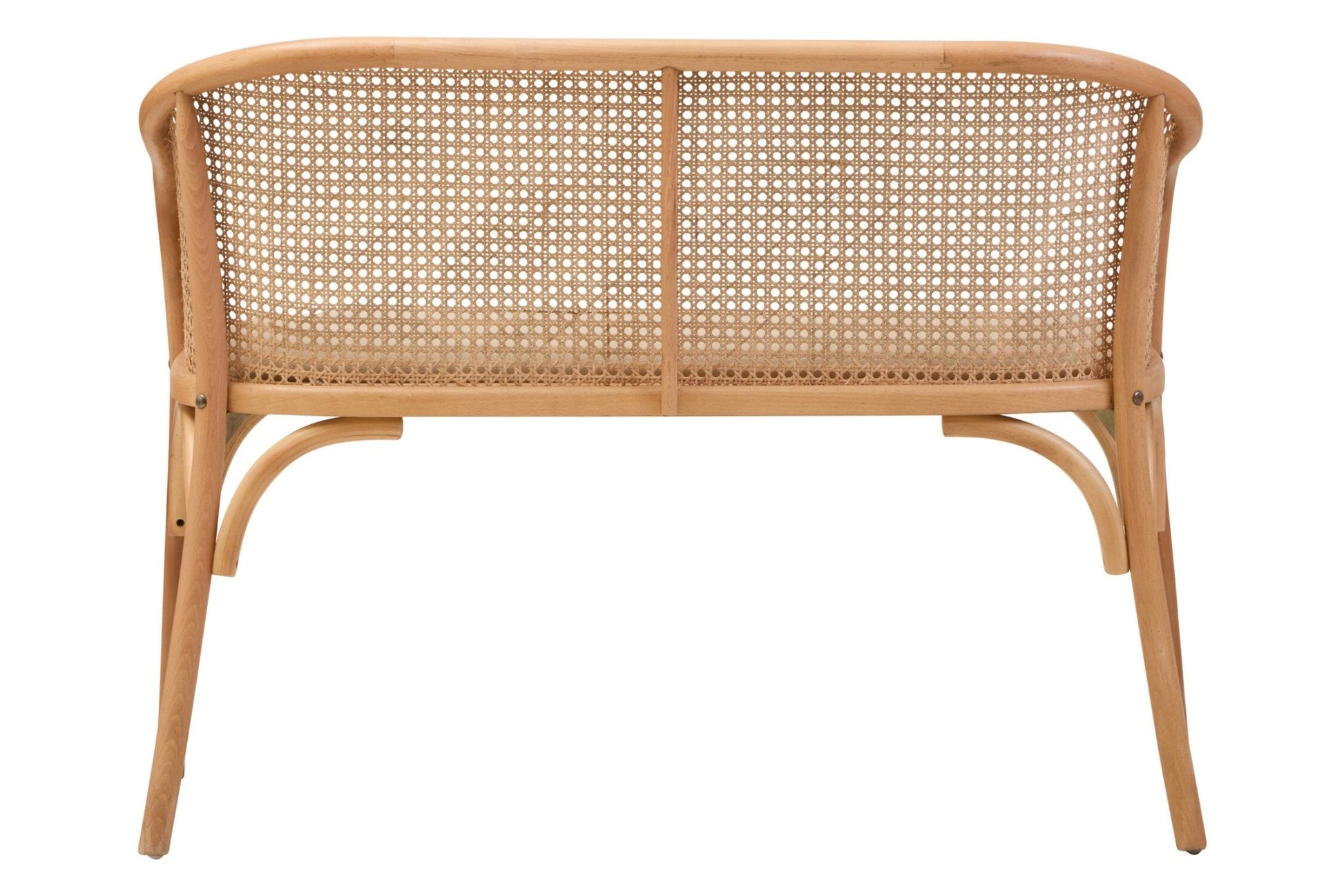Cebu Natural Cane and Beech Wood Bench with Backrest | Luxury Home Accessories | Heulog Glow