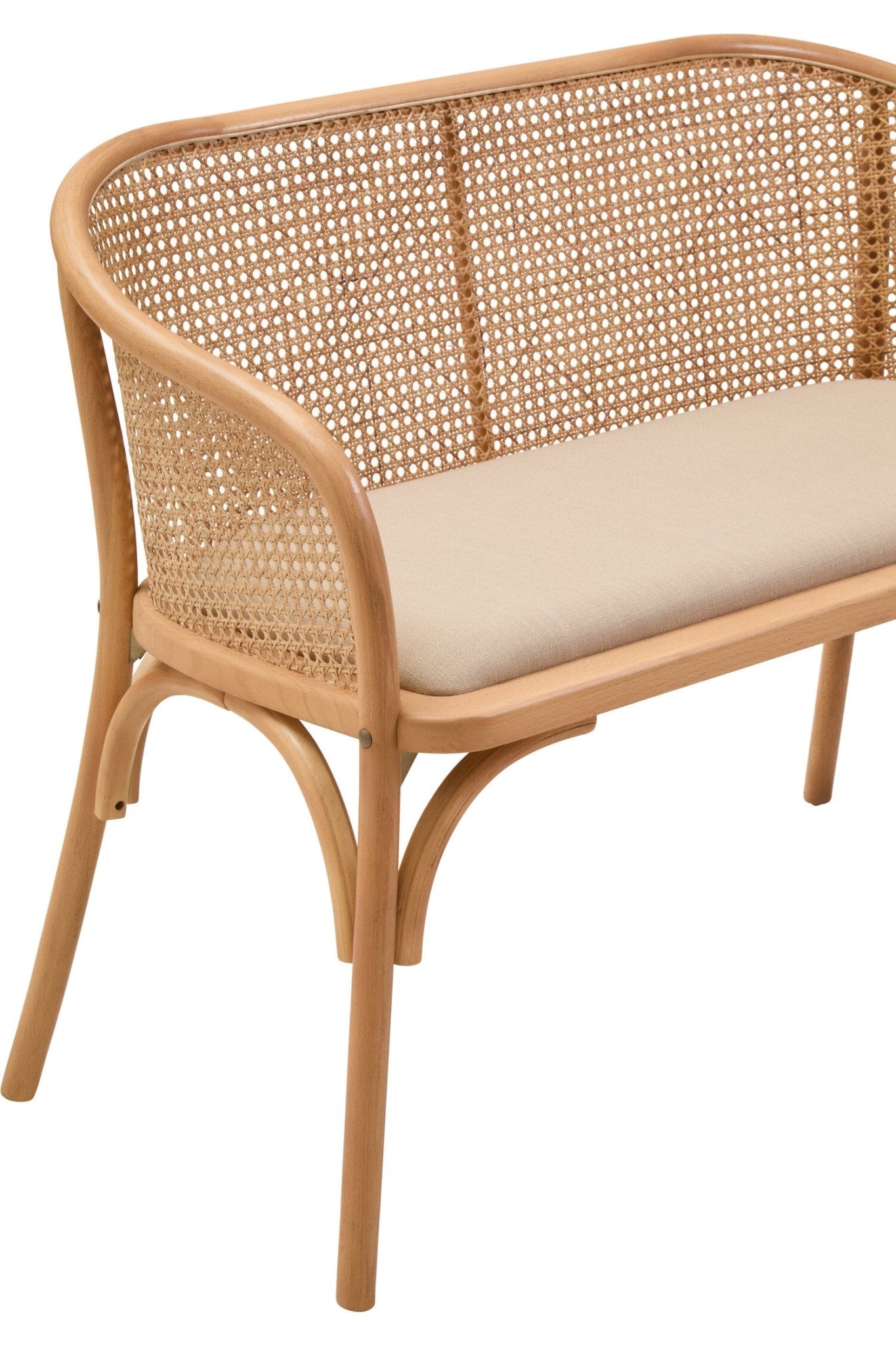 Cebu Natural Cane and Beech Wood Bench with Backrest | Luxury Home Accessories | Heulog Glow