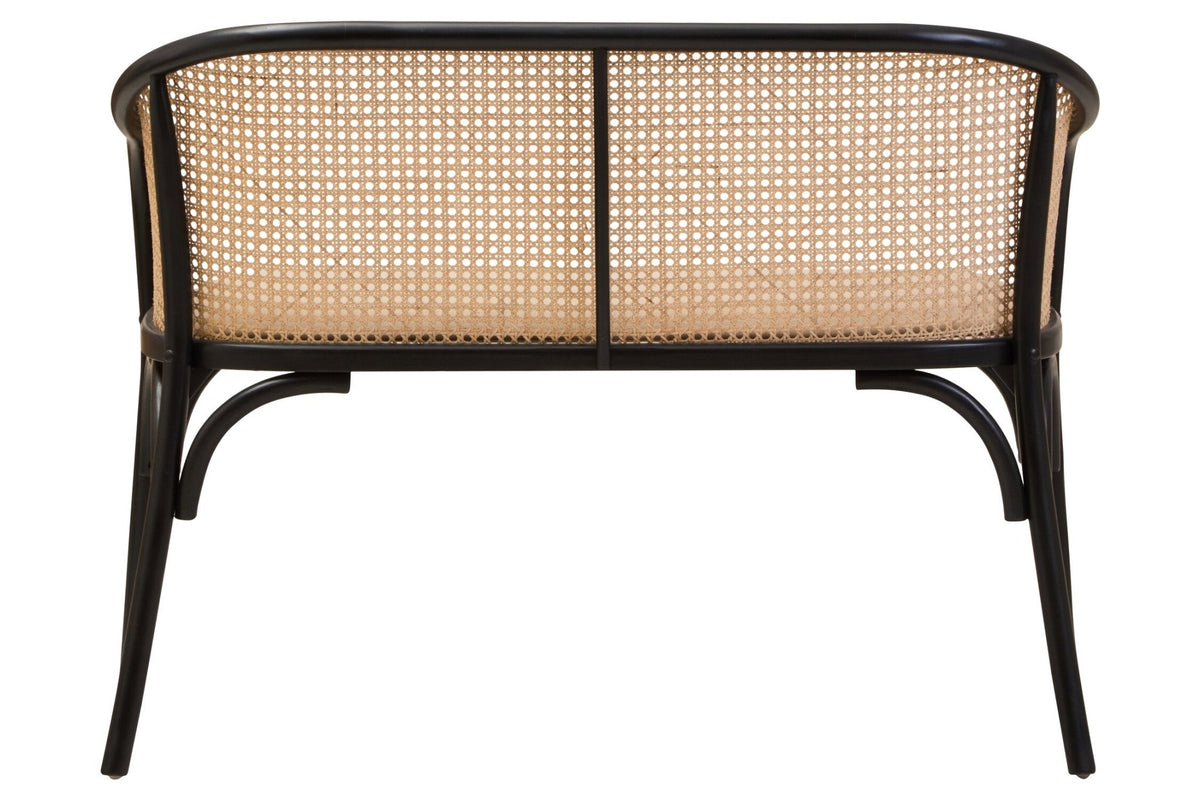 Cebu Natural Cane Bench with Black Beech Wood Frame | Luxury Home Accessories | Heulog Glow