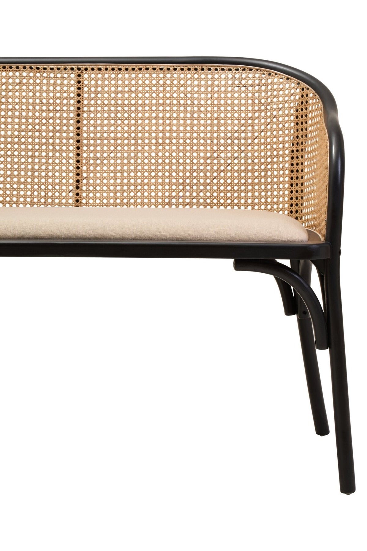 Cebu Natural Cane Bench with Black Beech Wood Frame | Luxury Home Accessories | Heulog Glow