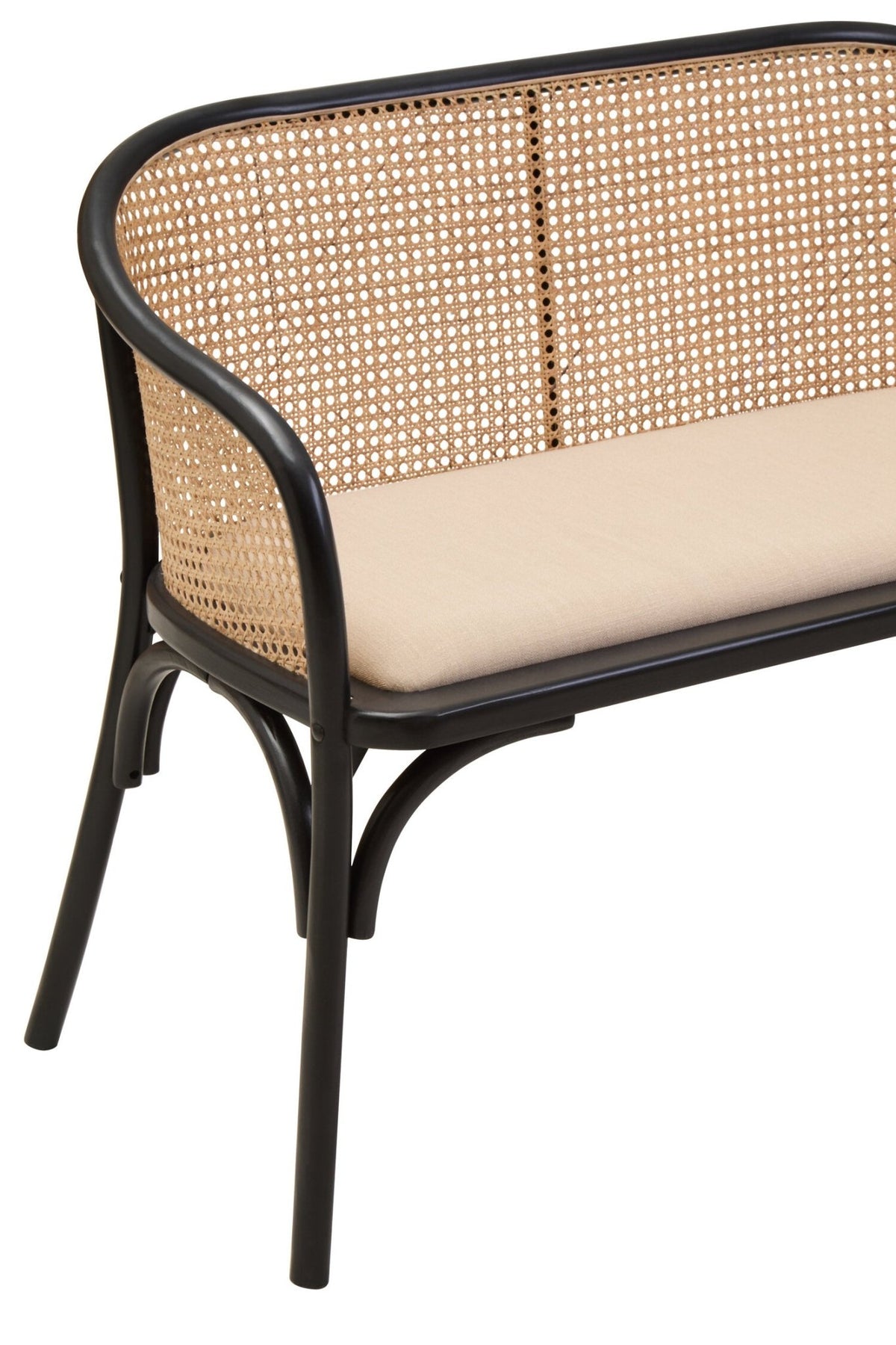 Cebu Natural Cane Bench with Black Beech Wood Frame | Luxury Home Accessories | Heulog Glow