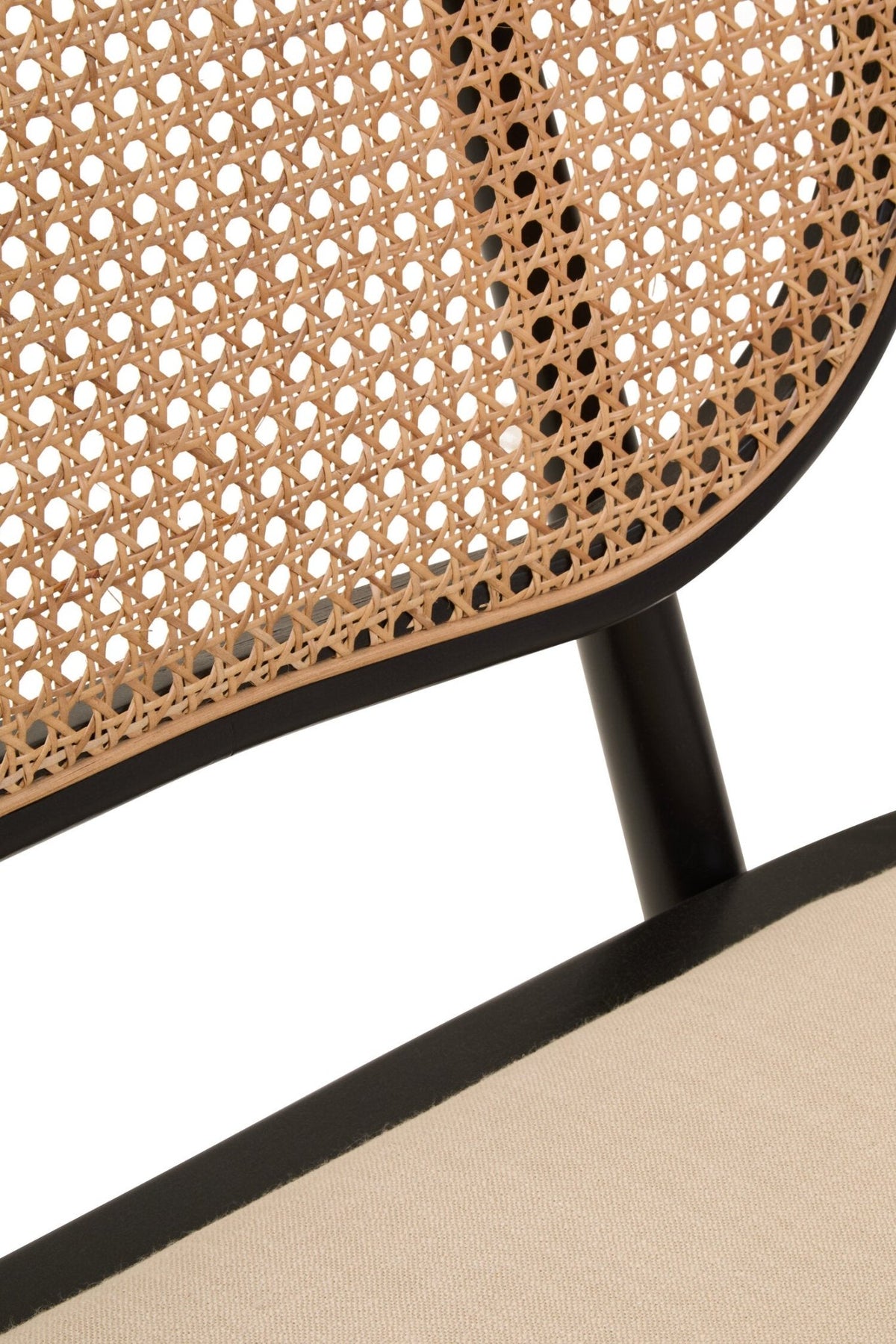Cebu Natural Cane Bench with Black Elm Wood Frame | Luxury Home Accessories | Heulog Glow