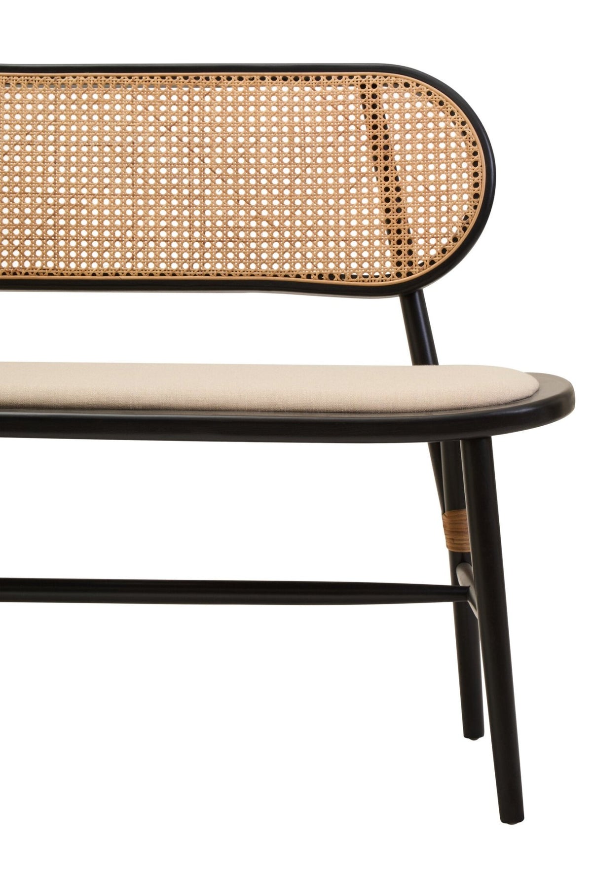 Cebu Natural Cane Bench with Black Elm Wood Frame | Luxury Home Accessories | Heulog Glow