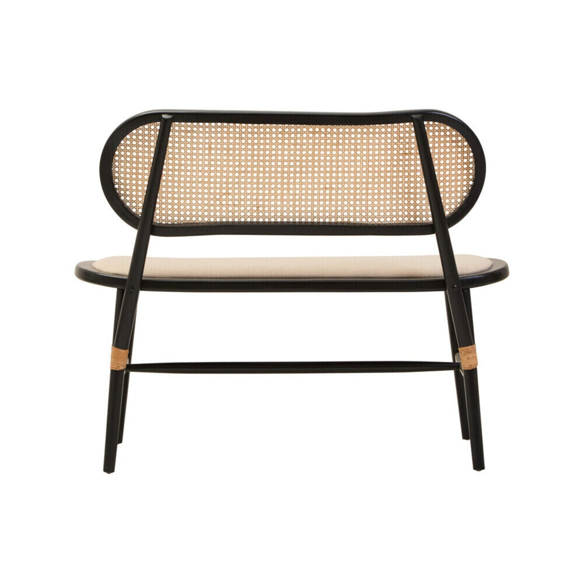 Cebu Natural Cane Bench with Black Elm Wood Frame | Luxury Home Accessories | Heulog Glow