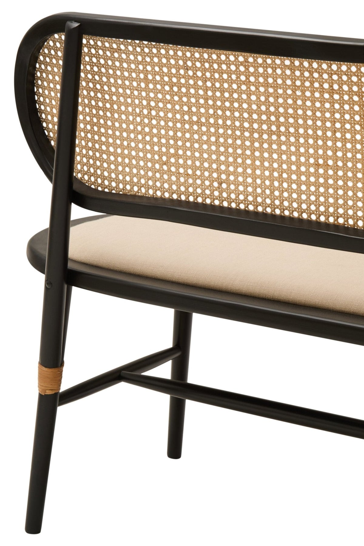 Cebu Natural Cane Bench with Black Elm Wood Frame | Luxury Home Accessories | Heulog Glow