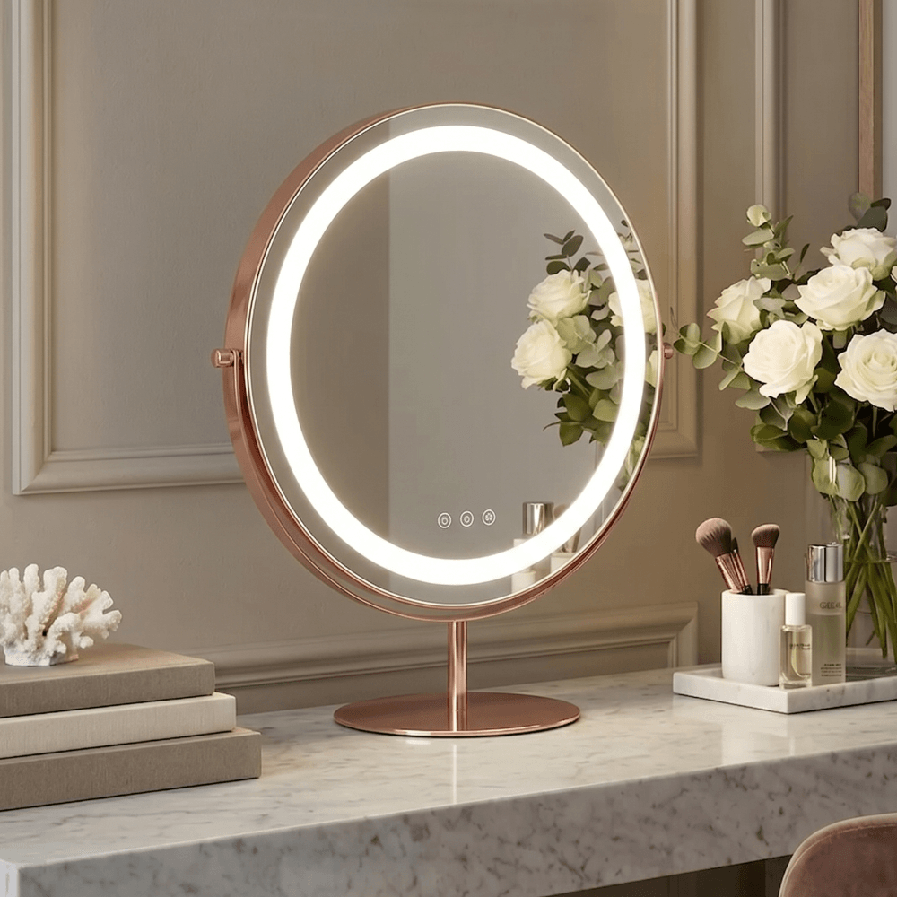 Celeste LED Vanity Mirror Rose Gold | Luxury Home Accessories | Heulog Glow