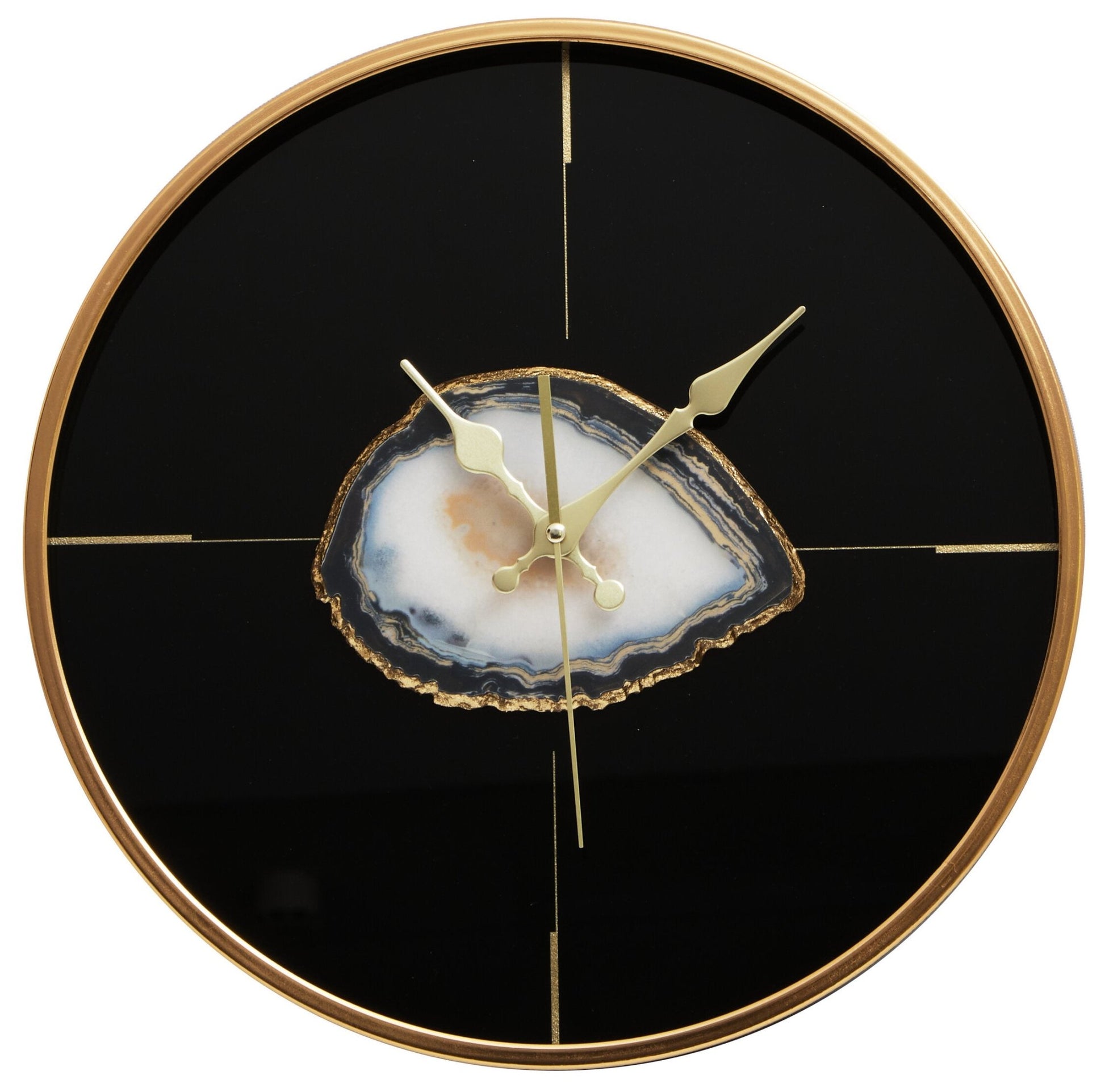 Celina Black And Gold Round Wall Clock | Luxury Home Accessories | Heulog Glow