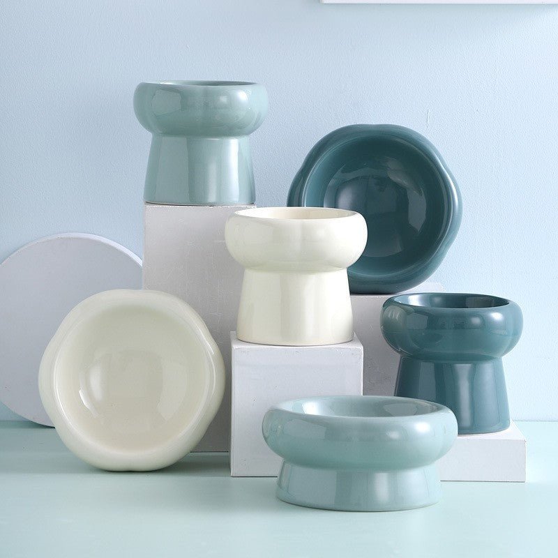 Ceramic cat bowl protects cervical spine high feet | Luxury Home Accessories | Heulog Glow