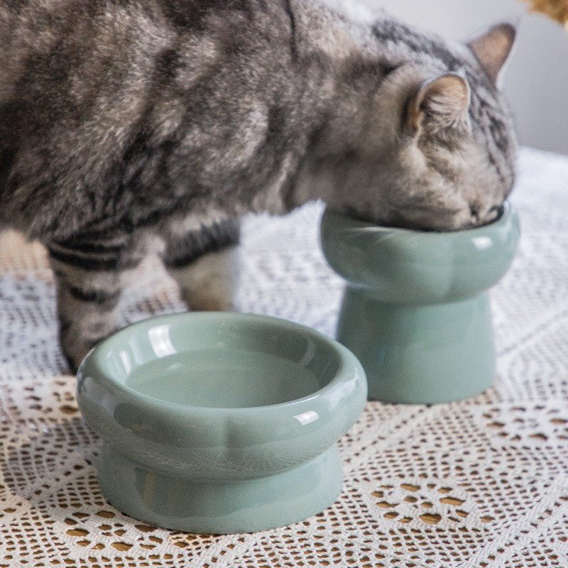 Ceramic cat bowl protects cervical spine high feet | Luxury Home Accessories | Heulog Glow