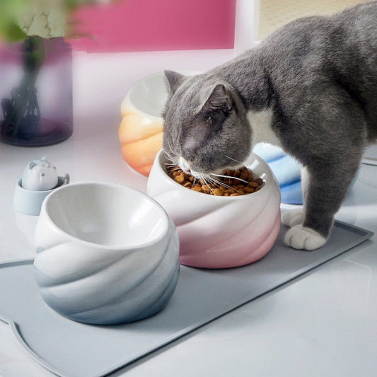 Ceramic flat-faced cat eating bowl with inclined mouth | Luxury Home Accessories | Heulog Glow