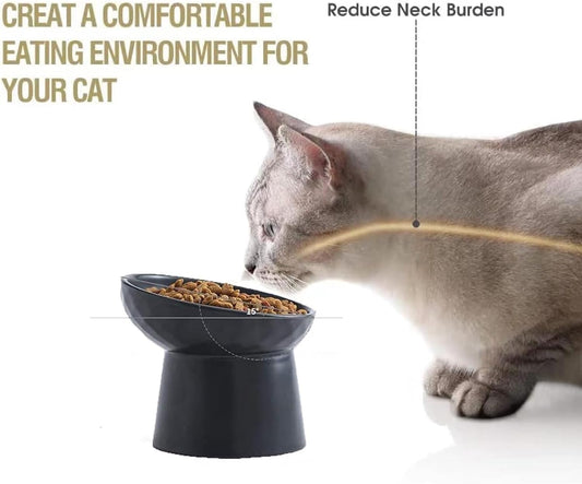 Ceramic Raised Cat Bowls Elevated Porcelain Pet Feeder Dish For Cats And Small Dogs Stress-Free Tilted Pet Food And Water Bowls Set Dishwasher And Microwave Safe | Luxury Home Accessories | Heulog Glow