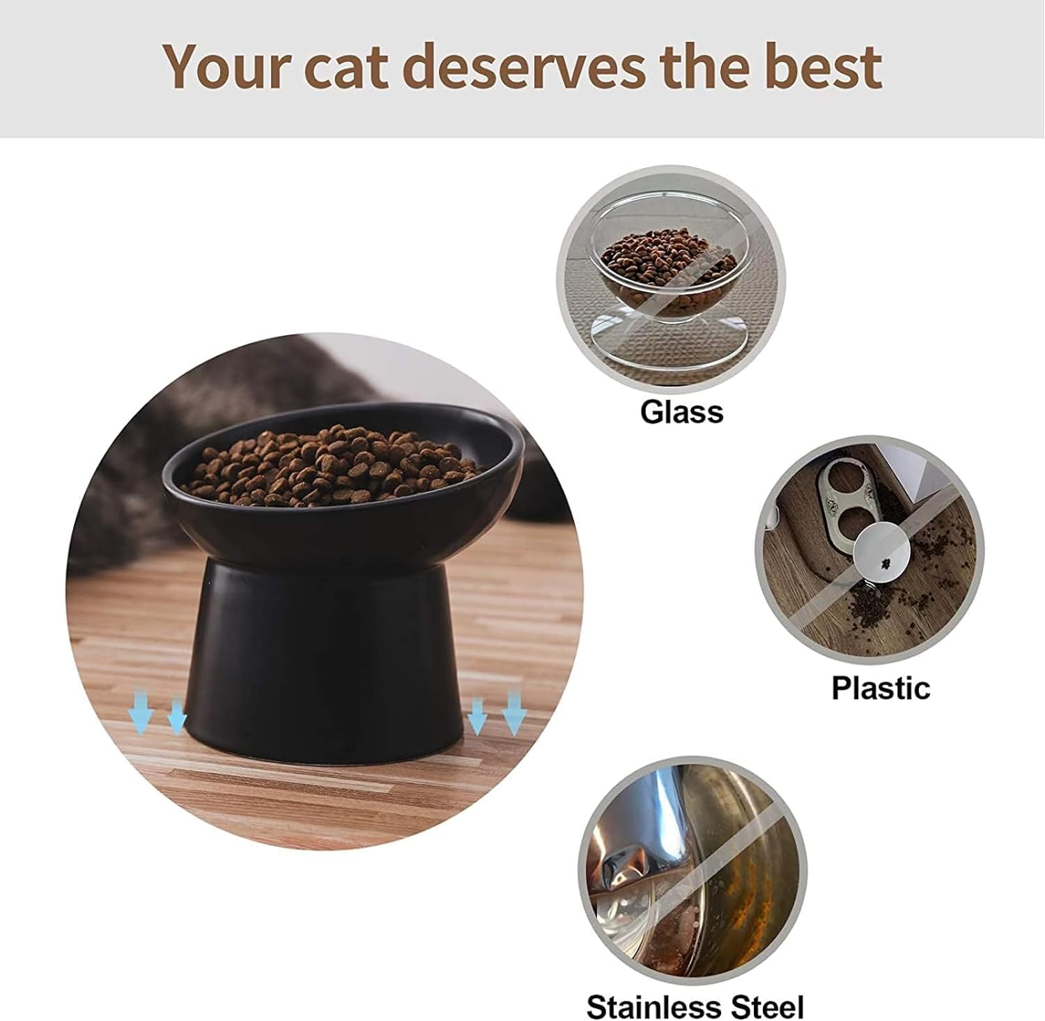 Ceramic Raised Cat Bowls Elevated Porcelain Pet Feeder Dish For Cats And Small Dogs Stress-Free Tilted Pet Food And Water Bowls Set Dishwasher And Microwave Safe | Luxury Home Accessories | Heulog Glow