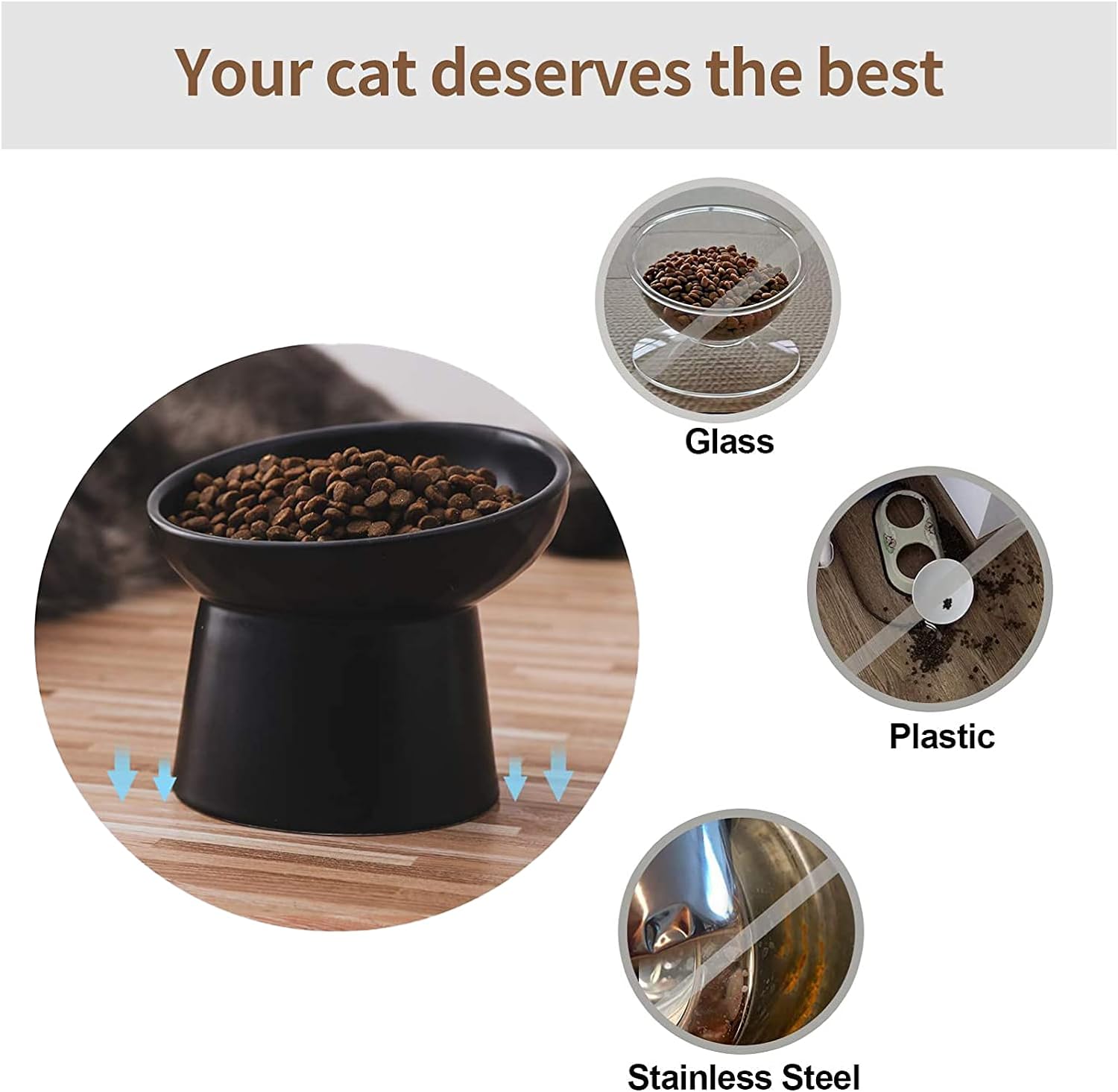 Ceramic Raised Cat Bowls Elevated Porcelain Pet Feeder Dish For Cats And Small Dogs Stress-Free Tilted Pet Food And Water Bowls Set Dishwasher And Microwave Safe | Luxury Home Accessories | Heulog Glow