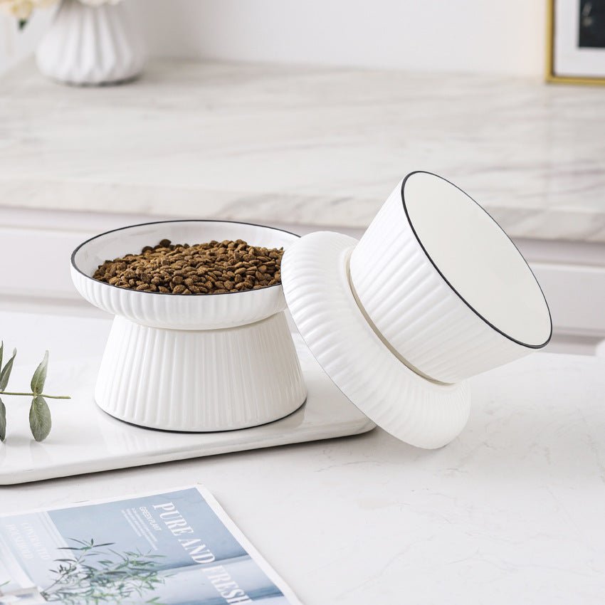 Ceramic Tall Anti-Overturning Large Cat Bowl | Luxury Home Accessories | Heulog Glow