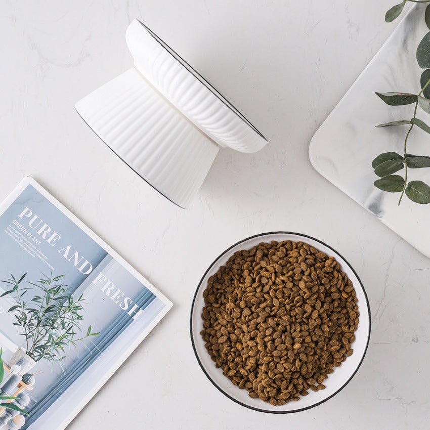 Ceramic Tall Anti-Overturning Large Cat Bowl | Luxury Home Accessories | Heulog Glow