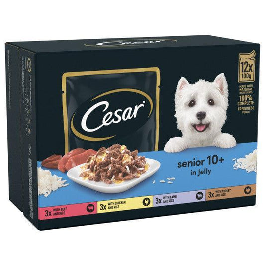 Cesar Deliciously Fresh Senior 10+ Selection in Jelly Pouches 48 x 100g | Luxury Home Accessories | Heulog Glow