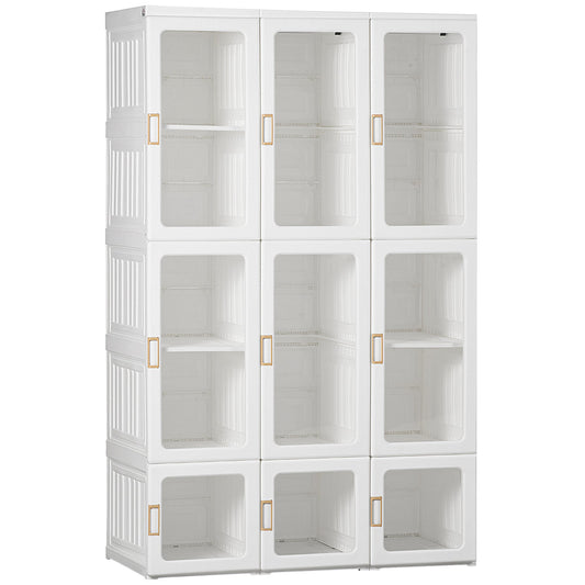 HOMCOM Portable Wardrobe, Clothes Organiser with Hanging Rods, White