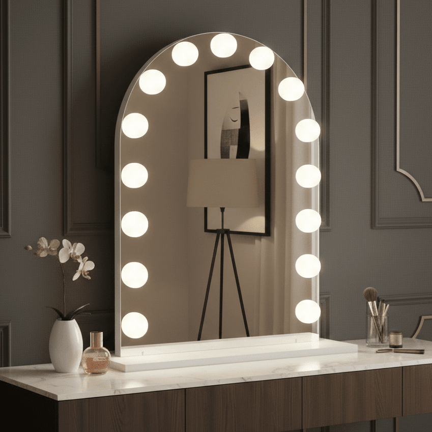 Charlize Arch Hollywood Mirror 80 x 60cm | Luxury Home Accessories | Heulog Glow