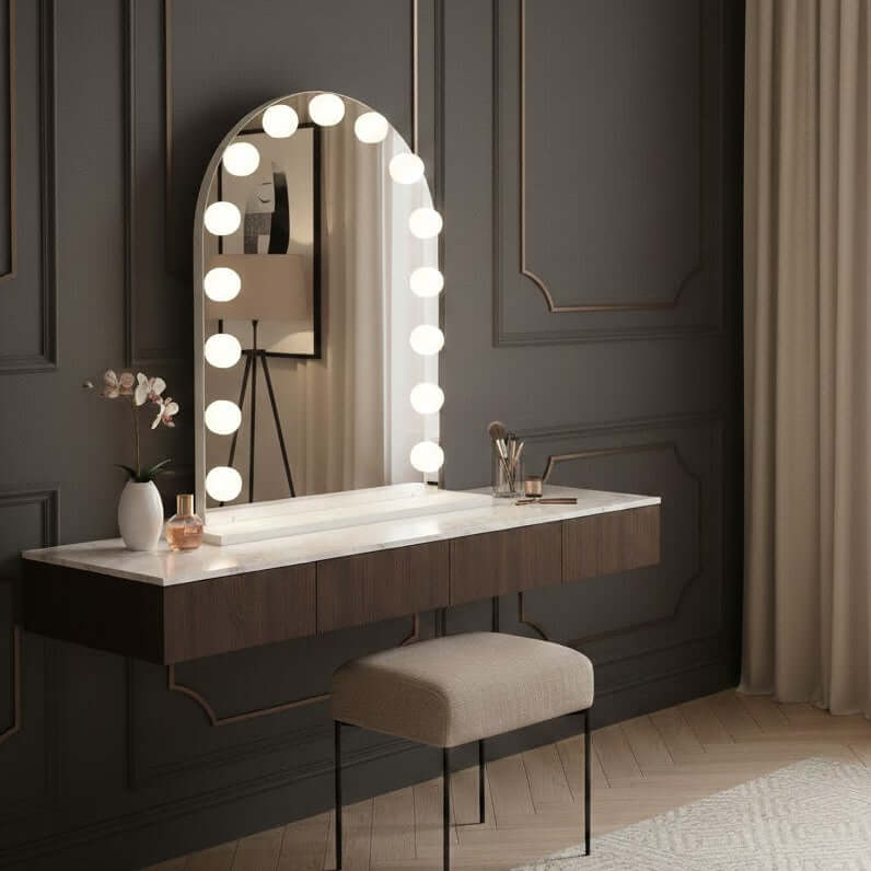 Charlize Arch Hollywood Mirror 80 x 60cm | Luxury Home Accessories | Heulog Glow