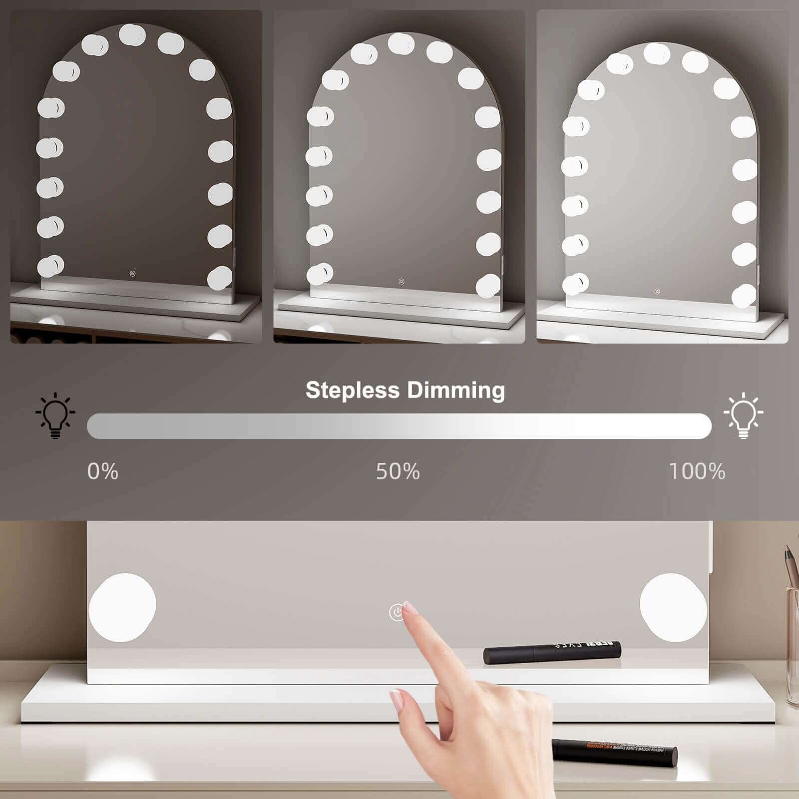 Charlize Arch Hollywood Mirror 80 x 60cm | Luxury Home Accessories | Heulog Glow